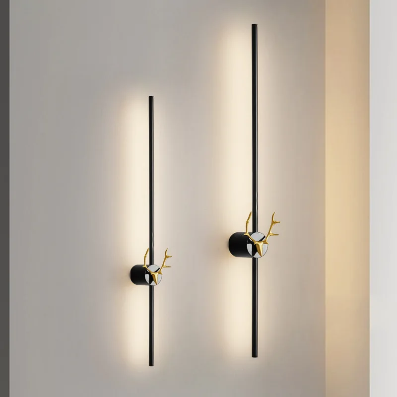 

Новинка 2021, настенный светодиодный медный светильник в скандинавском стиле, Минималистичная длинная полоса, индивидуальный фон для дивана,...