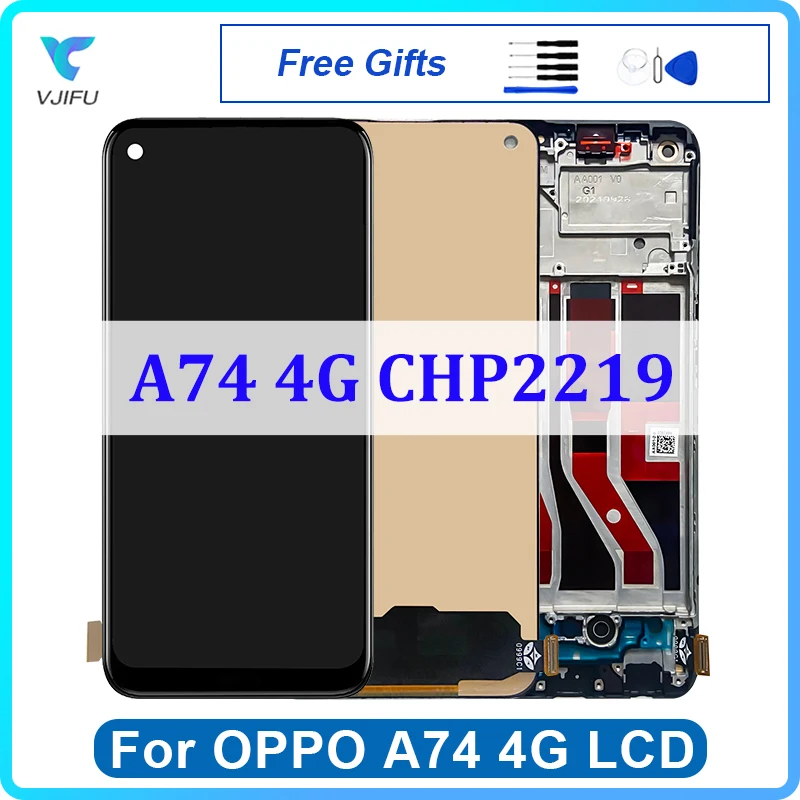 ЖК-дисплей 6,5 дюйма для OPPO A74 4G CHP2219, детали для замены и ремонта рамки, 100% Протестировано