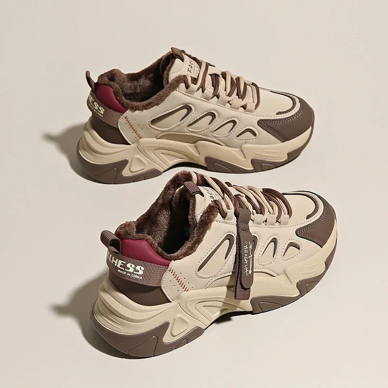 Женские массивные кроссовки зимние теплые повседневные прогулочные туфли на