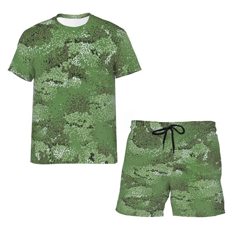 Футболка и шорты камуфляжные для мужчин женщин Классический Повседневный модный