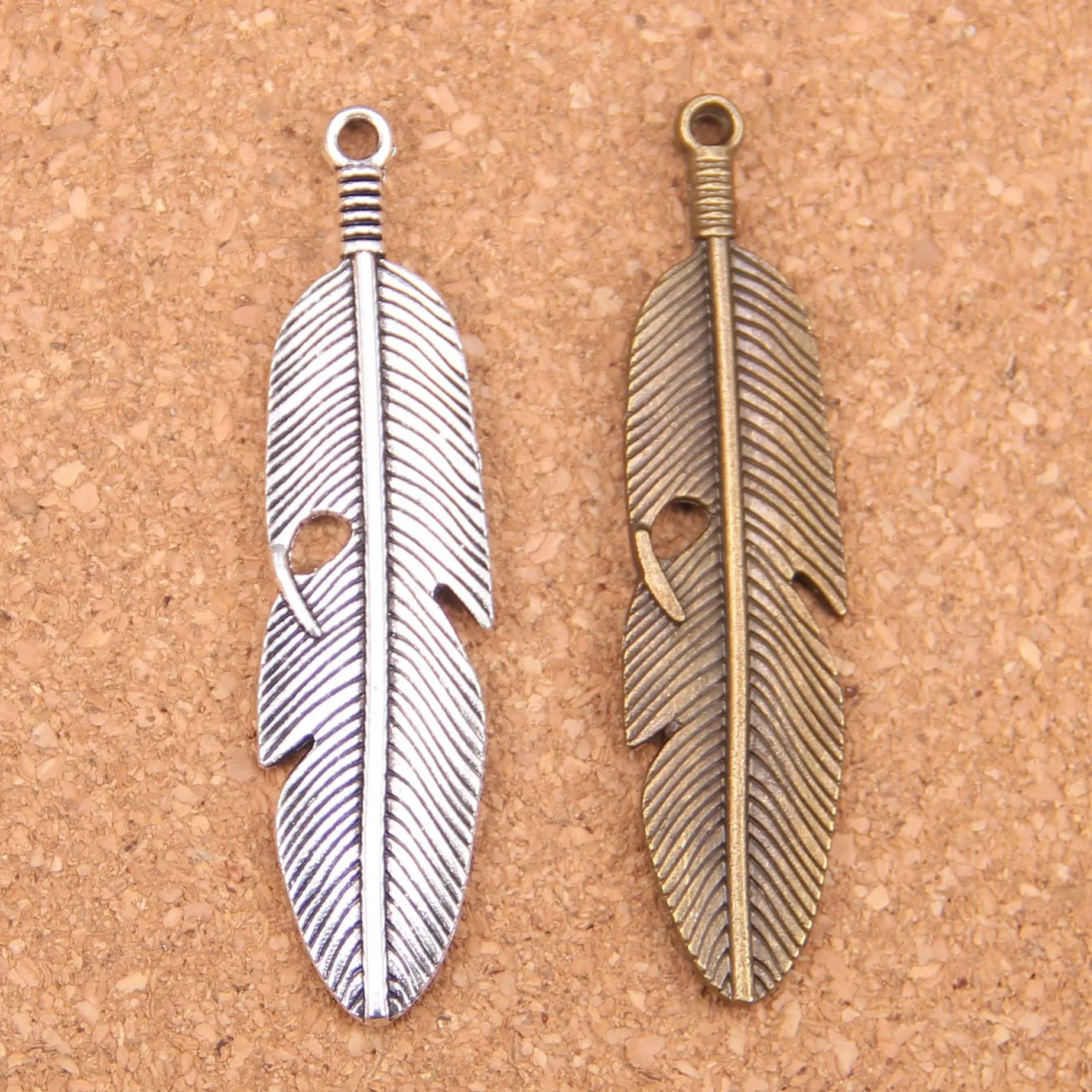

Подвески с перьями 59x1, 6 мм, в винтажном стиле, для браслетов и ожерелий, 20 шт.