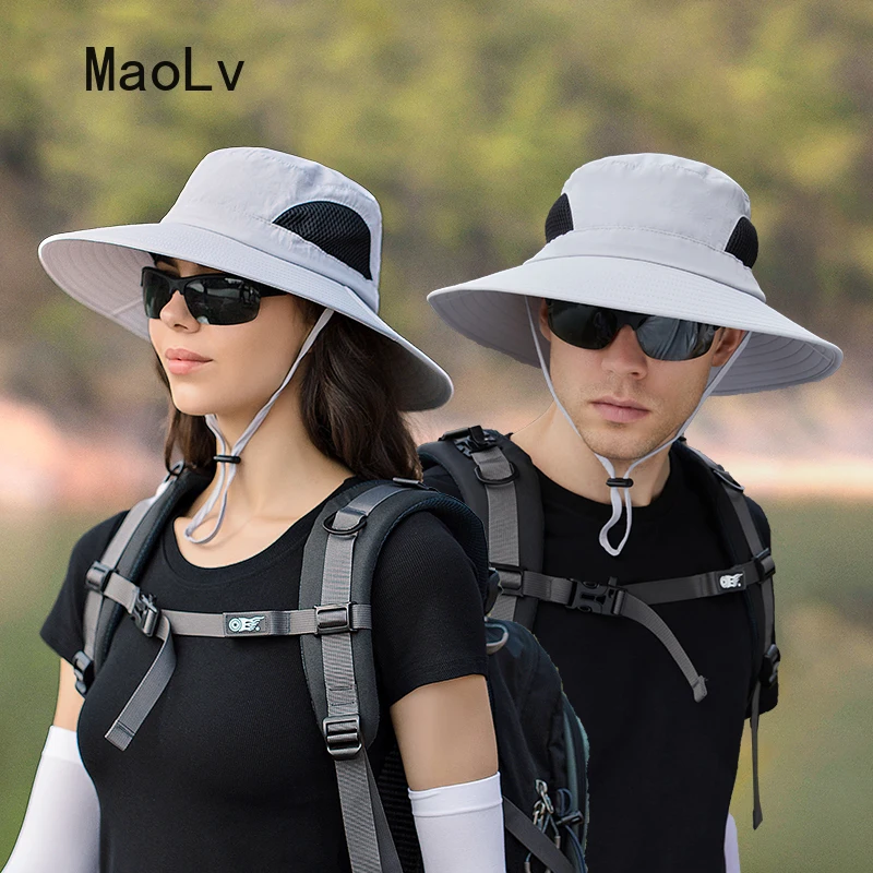 Summer Men Waterproof Bucket Hat Women UV Protection Visor Cap Outdoor Cycling Hiking Breathable Wide Brim Safari Sun Hats