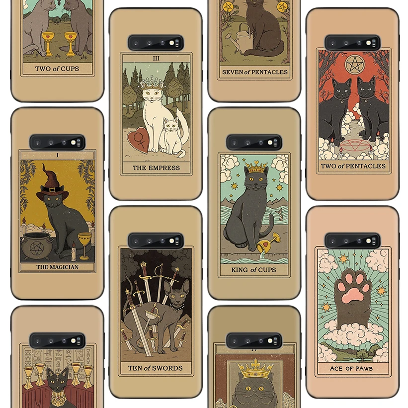 

Tarot Card Cute Art Cats Phone Case For Samsung Galaxy S10 Plus S20 FE S21 S22 Ultra S10E S8 S9 + S7 Edge J4 Housing Shell Coque