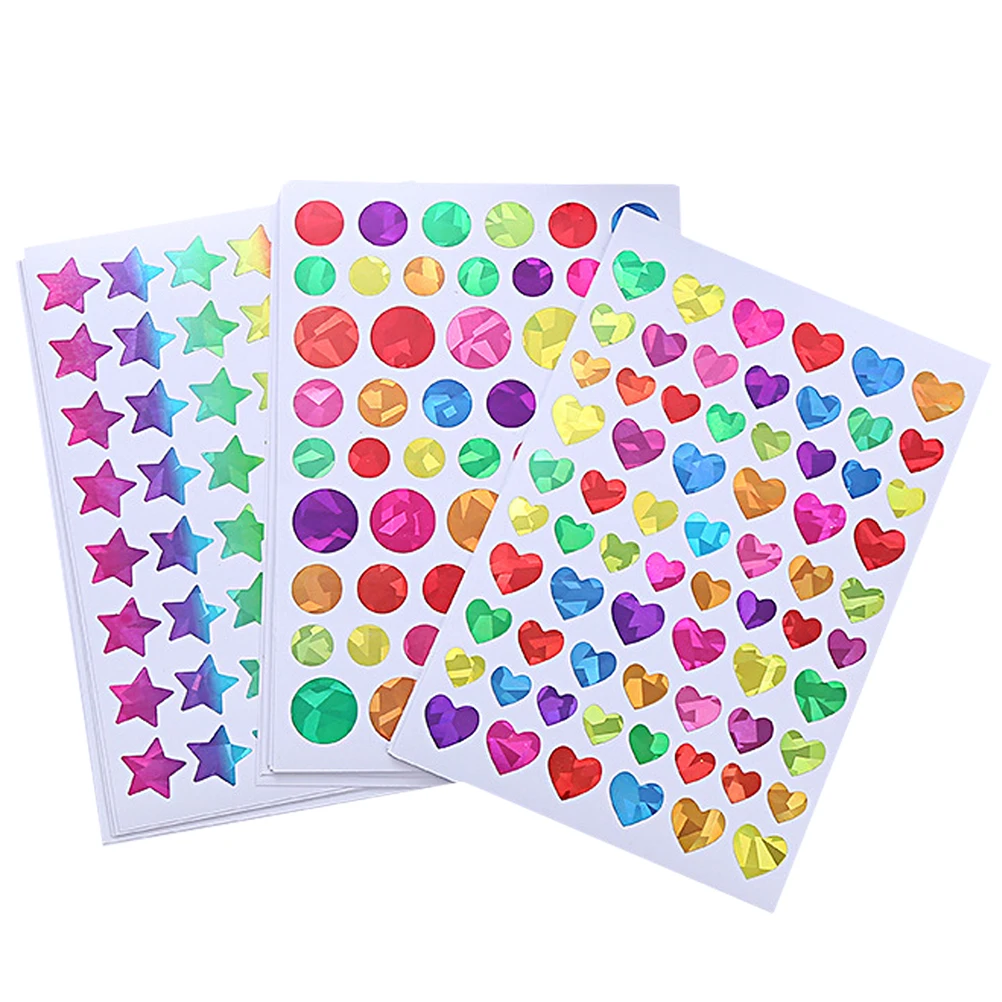 

30 Sheets Dot Stickers Adhesive Colored Reward Decal Round Dot Heart Star Shaped Sticker