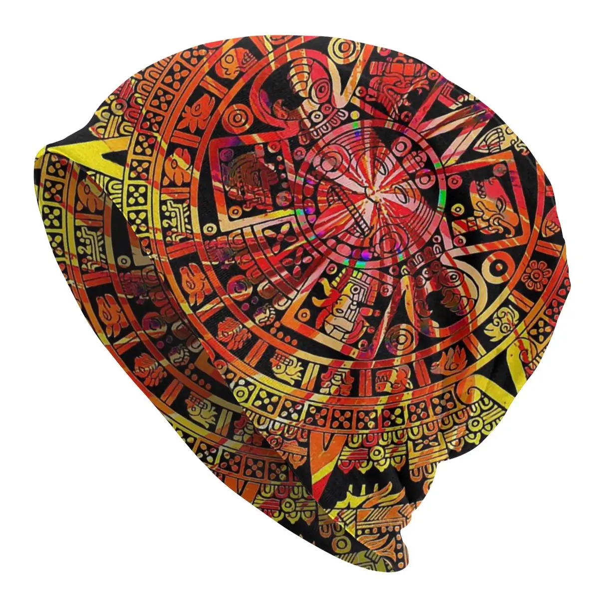 

Psychedelic Mayan Aztec Calendar Unisex Bonnet Winter Warm Double Layer Thin Hats For Men Women