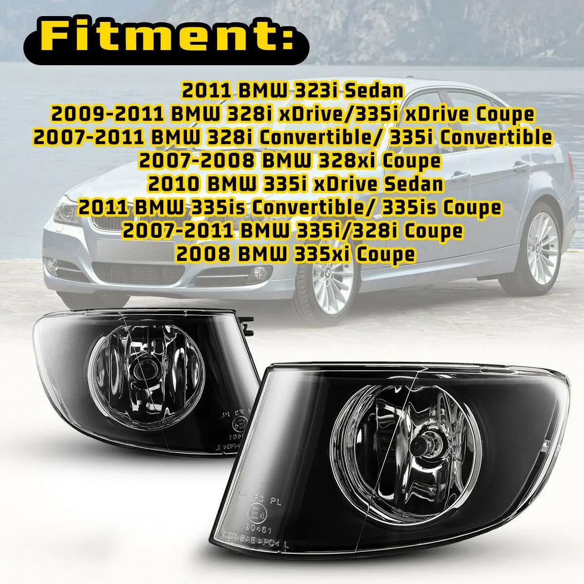 FOR-BMW E92 E93 3 серии 2DR 2007-2011 левый передний Боковой бампер черные противотуманные