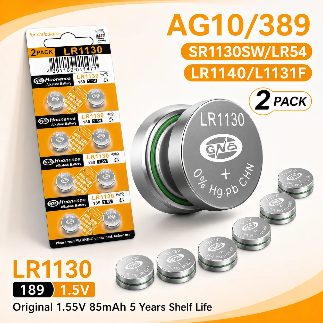 Фото Батарейки-таблетки AG10 LR1130 LR54 L1131 SR1130 389A 1.55V для замены в часах, калькуляторах, лазерных устройствах №1