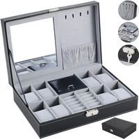 8 slot pu leather watch box stand with mirror lock jewelry display case gift protable travel watch holder organizer storage