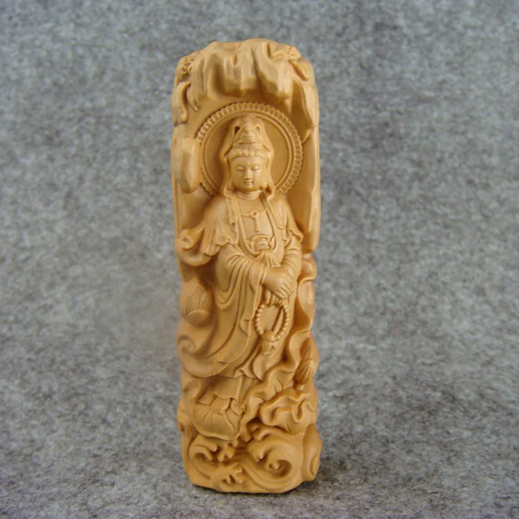 

Boxwood Carving Buddha Statue Guanyin Home Decor Bodhisattva Carving Home Decoration Accessories