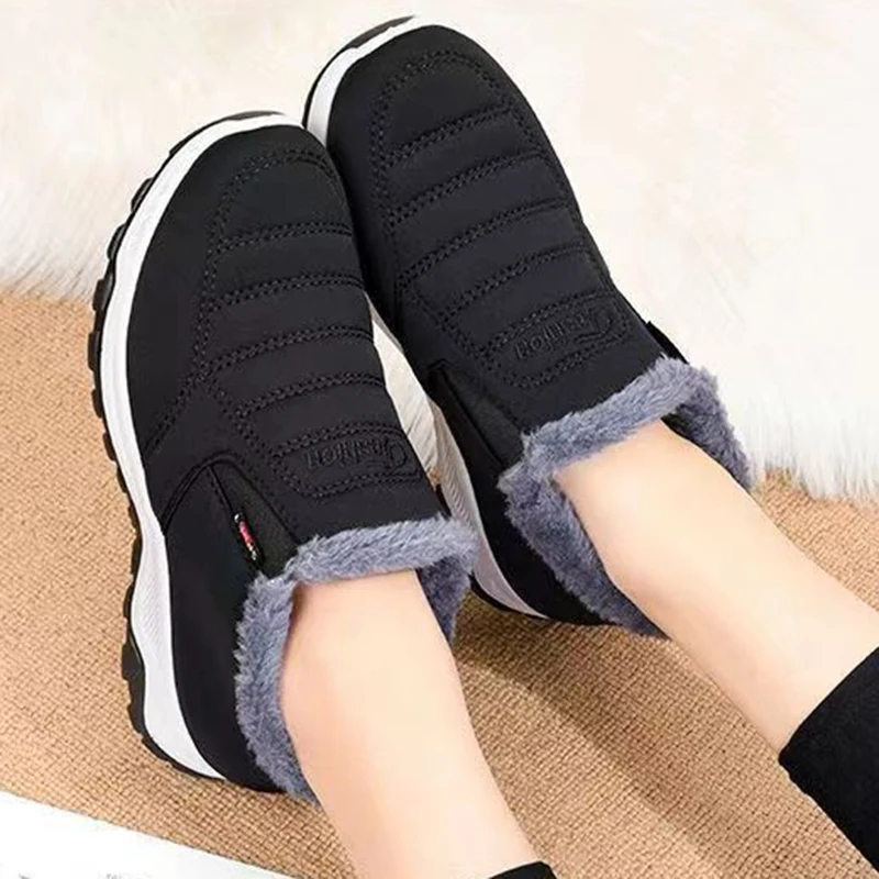 Snow Women's Boots Lightweight Women Booties Slip On Shoes Plus Size Ankle Platform Solid Botas Mujer