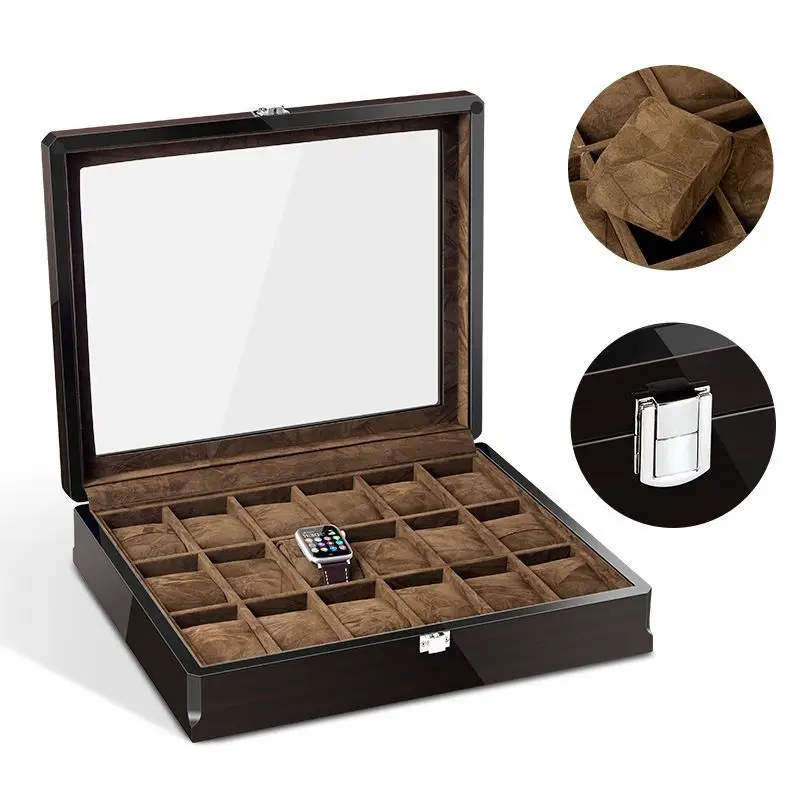 

Wooden Watch Box Organizer For Men Storage Ebony Luxury Watches Display Box Package Case Glass Cabinet Wooden Casket For Watches