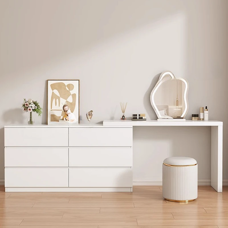 biała toaletka do makijażu organizatorzy przechowywania komoda wygodne meble drewniany stojak zestaw stołów nowoczesna Coiffeuse