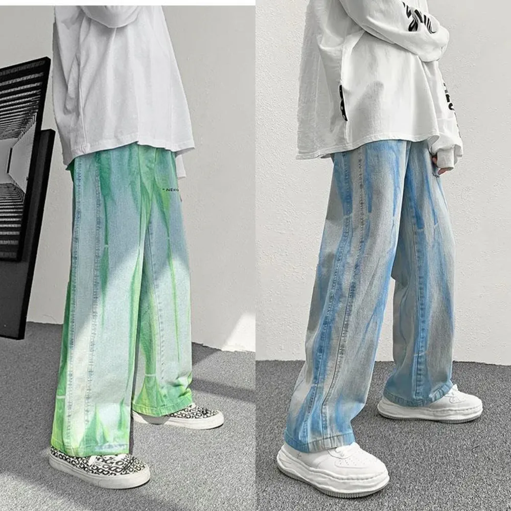 

Men's Y2k Jeans Men Denim Trousers Men Hip Hop Cargo Pants Men Patchwork Jeans Men American High Street Wide Leg Baggy Pants