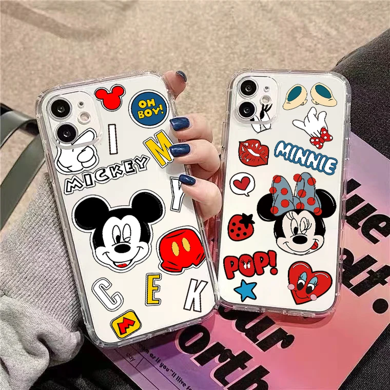 

Disney Mickey Minnie Mouse For iPhone 13 12 11 Pro 12 13 Mini X XR XS Max 6 6S 7 8 Plus SE2020 Clear Phone Case Full Protection