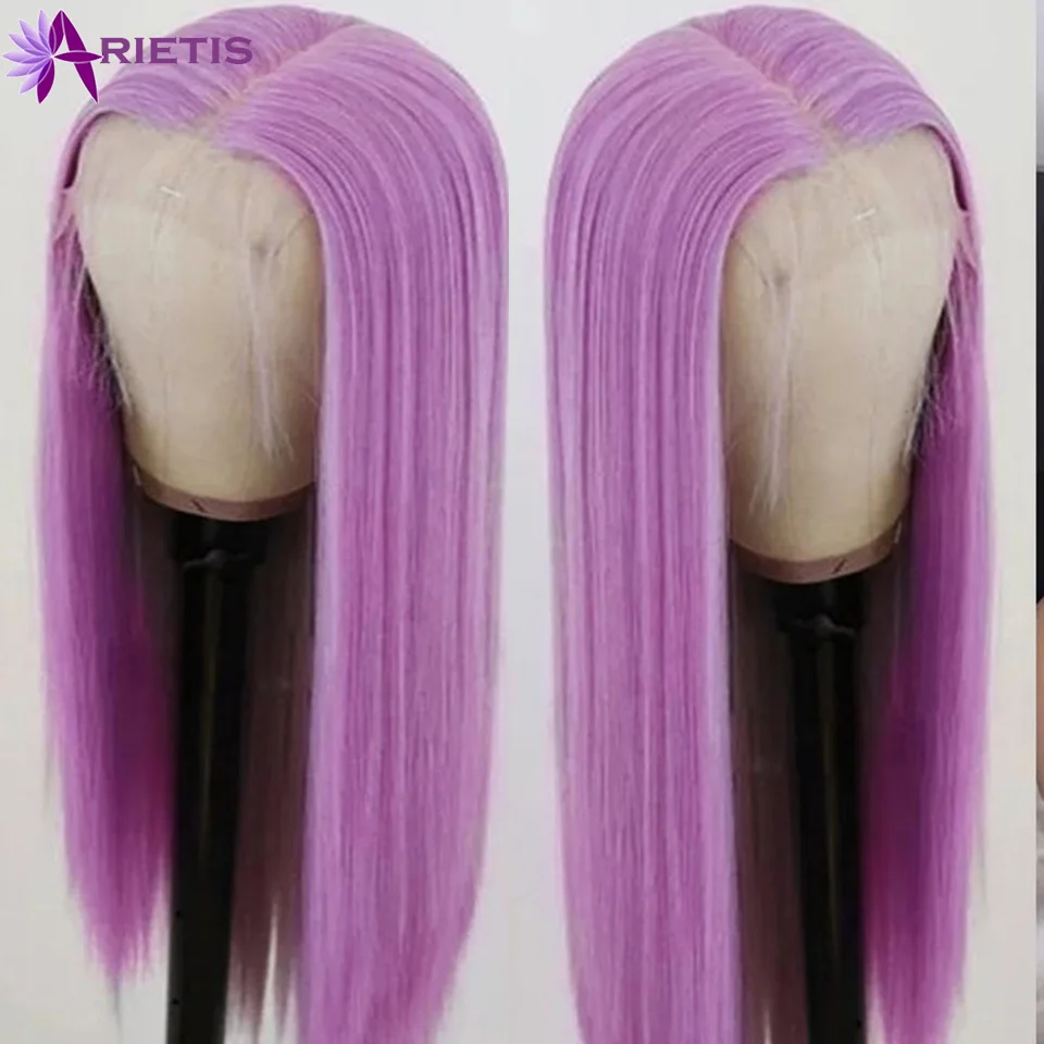 Парики из человеческих волос пурпурного цвета плотность 180% прямые волосы HD