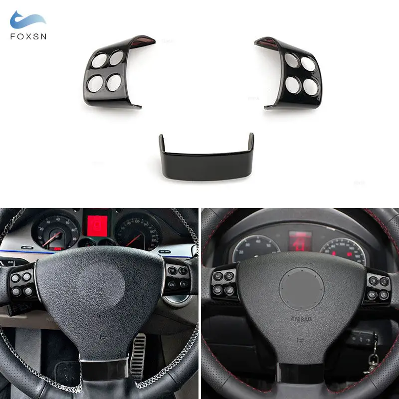 

Для VW Golf 5 MK5 Passat B6 Jetta MK5 Tiguan ABS текстура из углеродного волокна внутренняя панель рулевого колеса накладка аксессуары черный