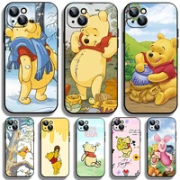 winnie the pooh cute disney case for apple iphone 14 13 12 pro max mini 11 pro xs max x xr 7 8 plus se2020 tpu black phone cover