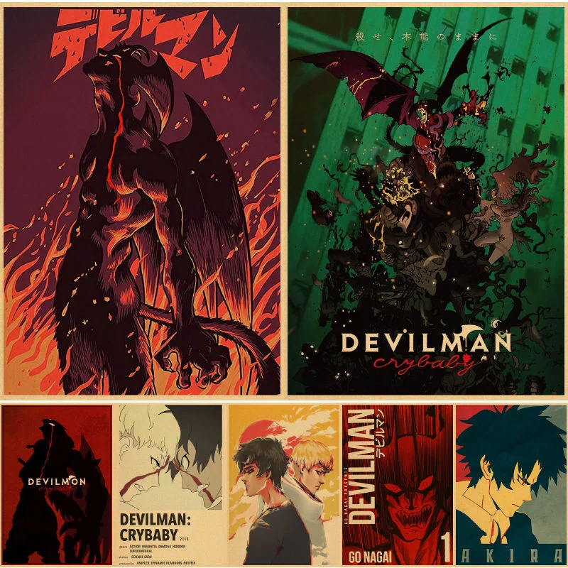 

Devilman Crybaby настенные постеры картины affiche murale мусульманский художественный принт Декор Дом Аниме Картина для спальни бумажные обои