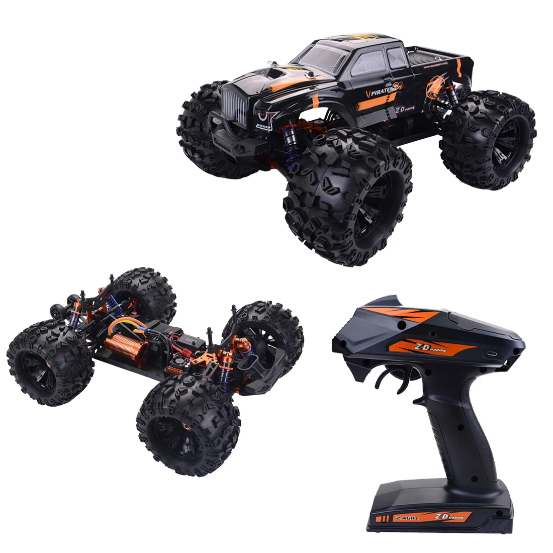 ZD Racing MT8 Pirates3 1/8 2.4G 4WD 90 км/ч Бесщеточный двигатель RC Car Monster Off-road Truck - черный
