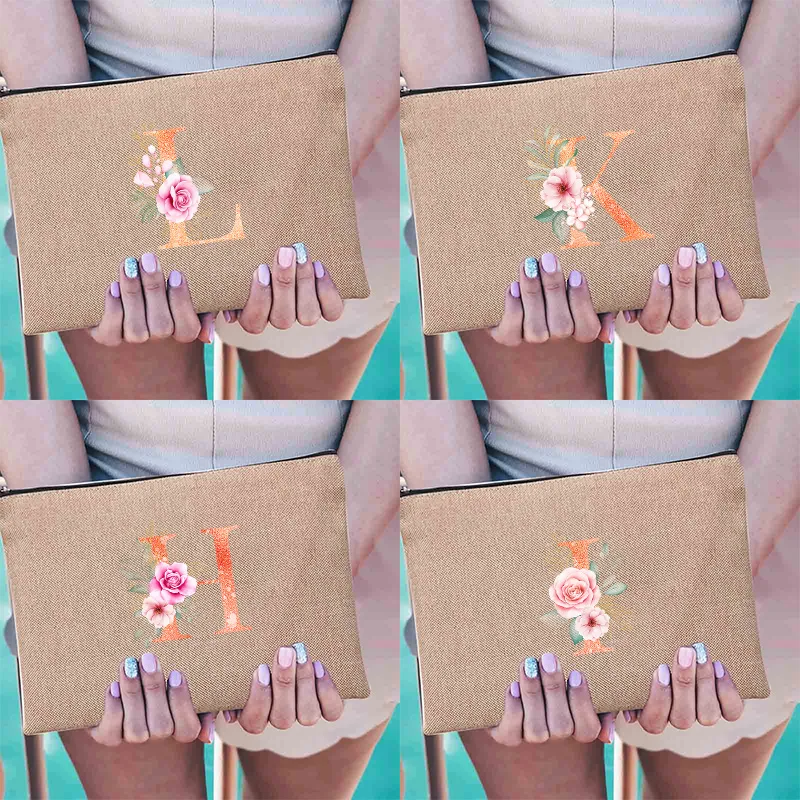 

Женская косметичка с буквенным принтом, сумка для подружки невесты, косметичка, органайзер для косметических принадлежностей, сумка для хр...