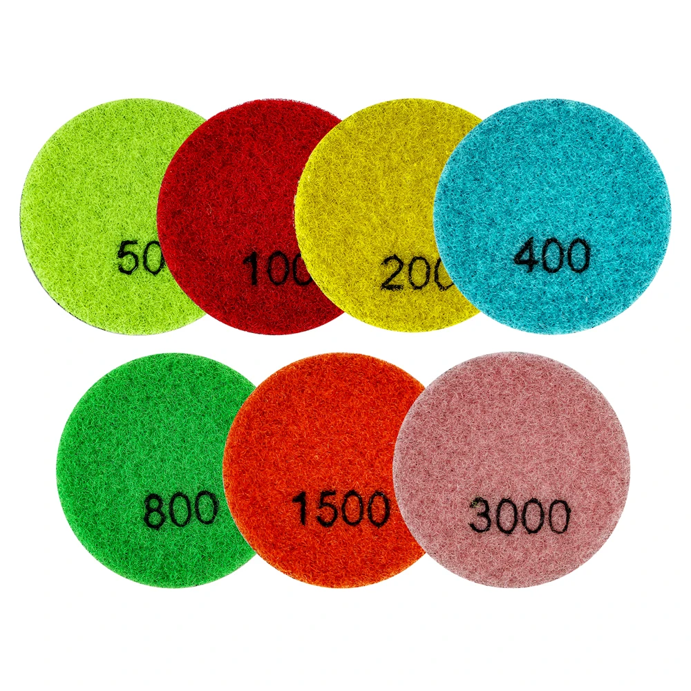 

SHDIATOOL 7 шт. мини-алмазные полировальные подушечки диаметром 50 мм, набор полимерных шлифовальных дисков для гранита, мрамора, 2 дюйма, гибкие подушечки для полировки камня