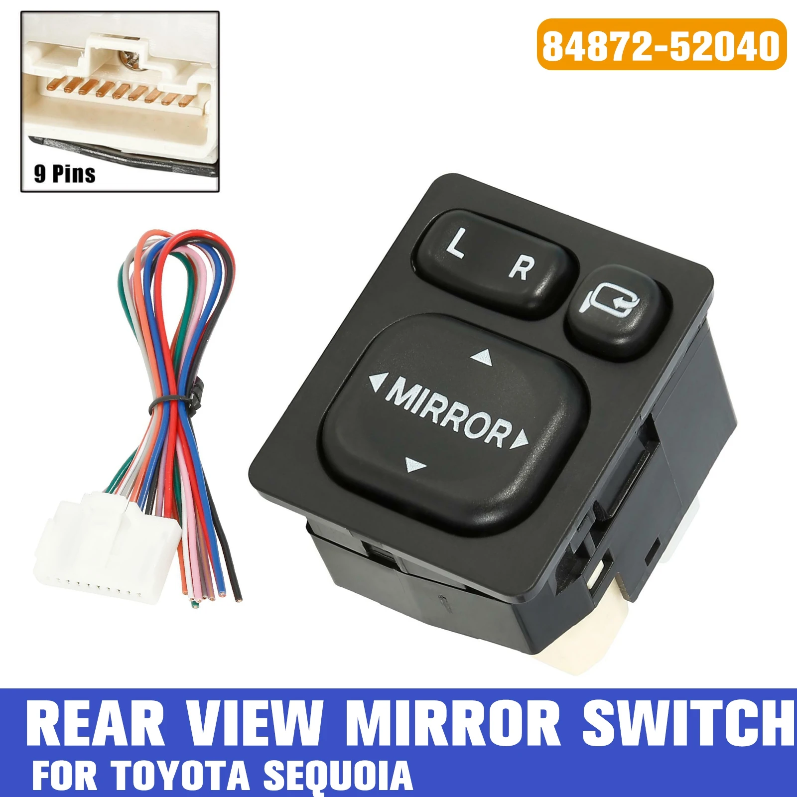 

Mirror Adjustment Control Switch 84872-52030 For Toyota Sequoia Electric Vehicle Switch Accessory Black Plastic Mirror Adjuster