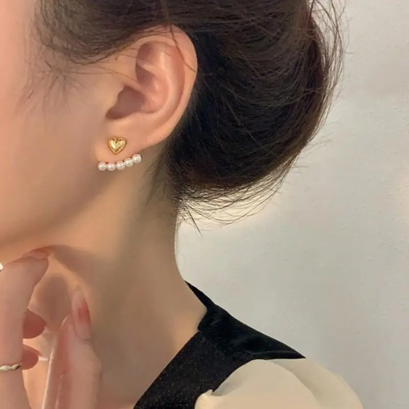 Фото U2JF Beautiful Heart Pearls Suds Серьги для модных женщин Специальное событие одежда №3