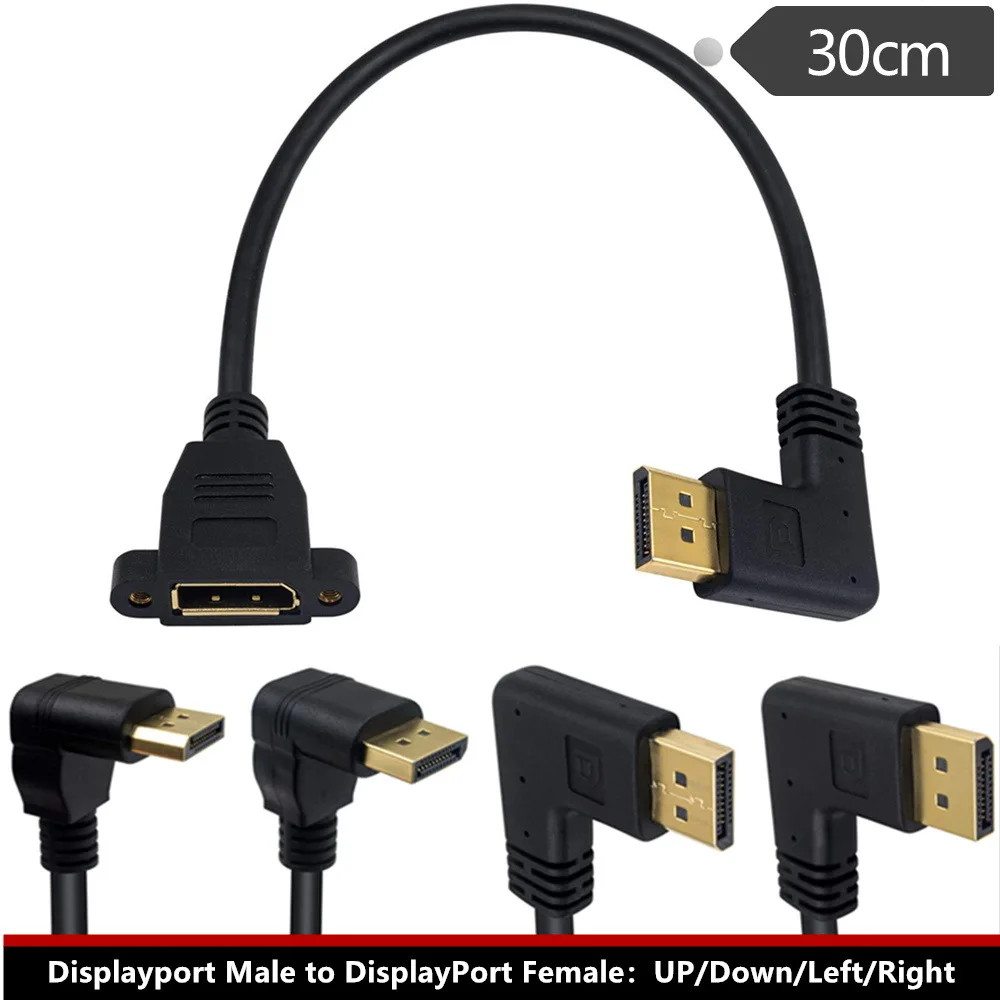 

Gold DisplayPort Male Left/Right UP/DOwn 90° angle to Femalepanel Mount Extension Cable 0.3M