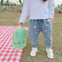 rinilucia fashion baby jeans heart printed jeans for girls spring autumn jeans boy girl casual style toddler girl clothes