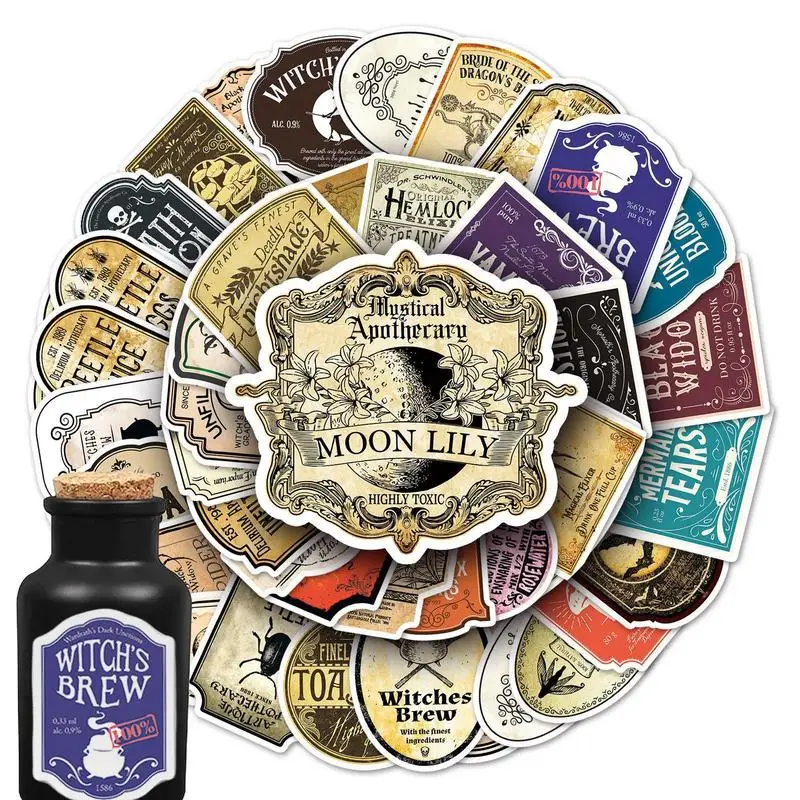 Наклейки в виде бутылки на Хэллоуин 50 шт