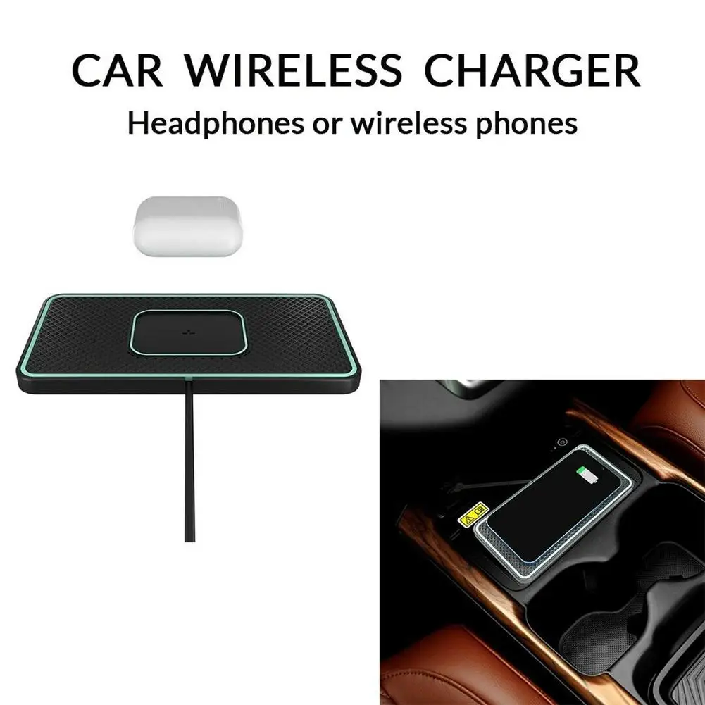 

Rubber 2-in-1 Fast Charging Car Wireless Charger Pad Non-slip Separate Design Compatible For Airport Iphone Samsung Mobile Phone