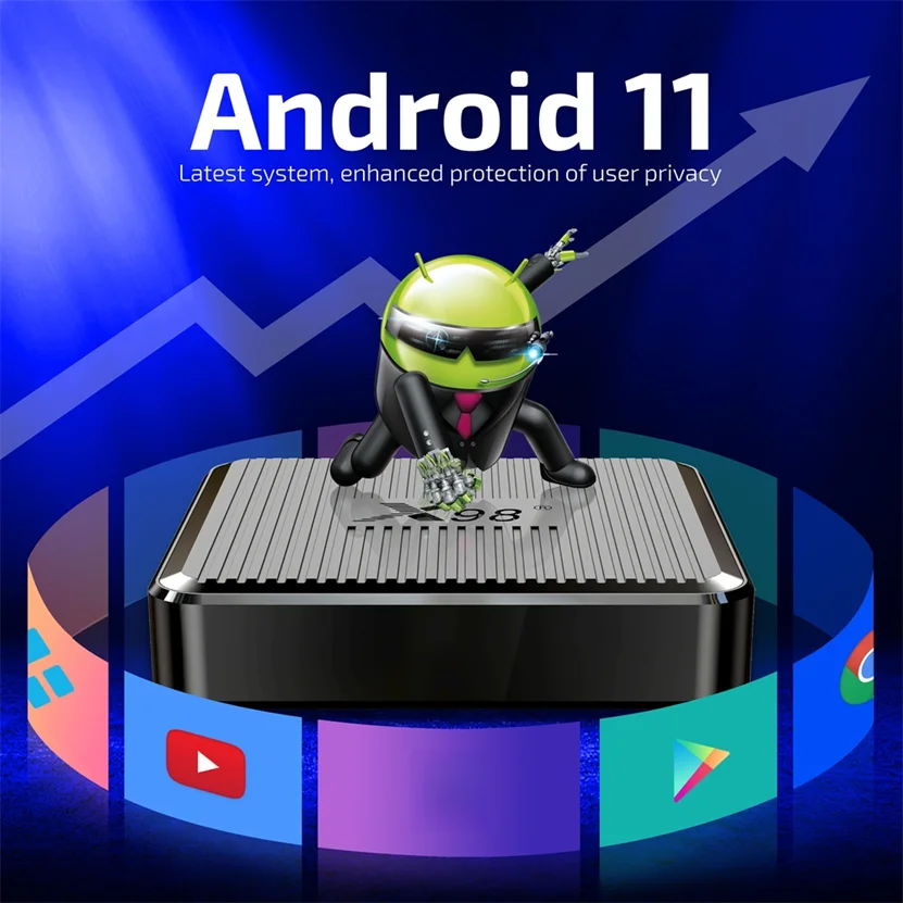 Фото Смарт-ТВ-приставка X98Q на Android 11, процессор S905W2 Quad Core, двухдиапазонный Wi-Fi 2.4G и 5G, 4K HDR, Ethernet 100M, медиаплеер, ТВ-приставка №3
