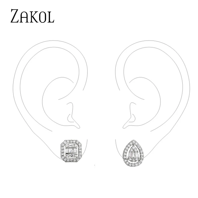 Асимметричные серьги-гвоздики ZAKOL