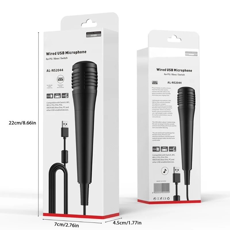 

Проводной USB микрофон 3 м, микрофон для коммутатора Wii -Xbox PS5 PS4, ПК, игрового контроллера