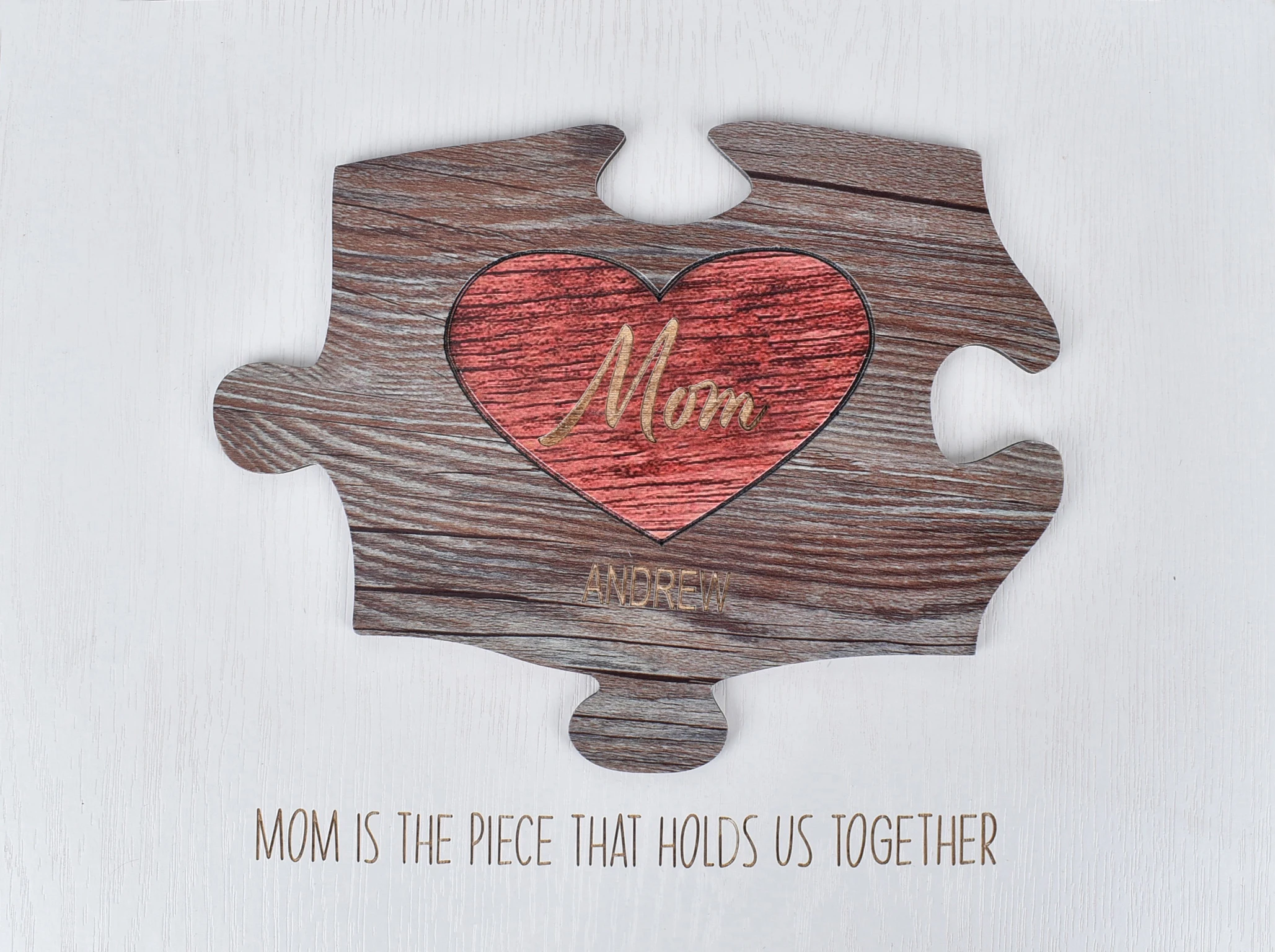 

Mom&Children Heart Puzzle Pieces-Personalized Your Name Poster Custom Prints Canvas Art Family Painting Pictures Home Decor Gift