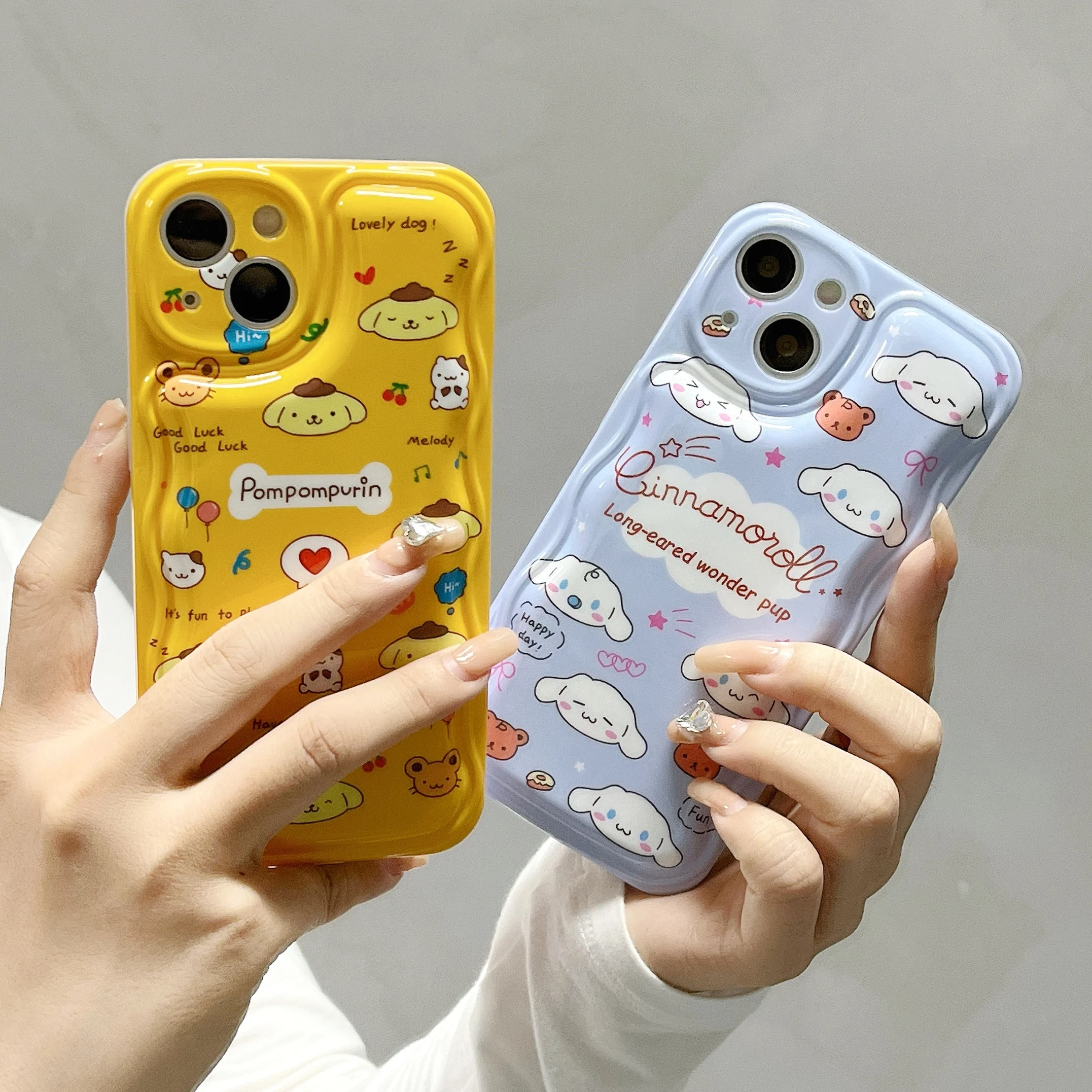 Sanrio Cinnamonroll помпон пурин воздушная подушка чехол для телефона iPhone 13 12 11 Pro Max XR XS MAX X
