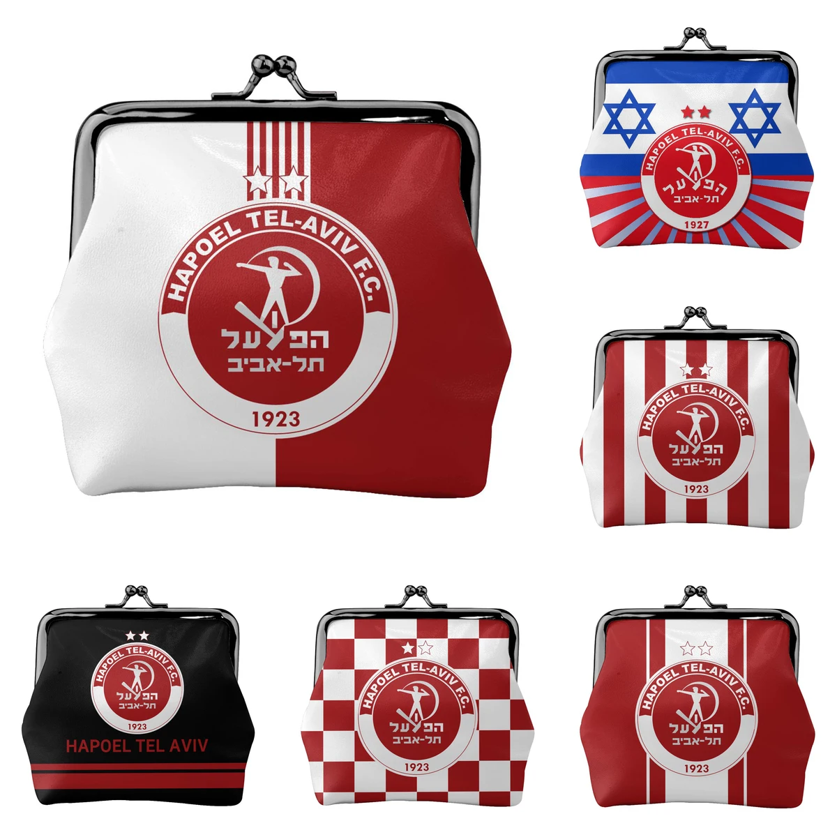 

Israel Hapoel Tel Aviv FC Leather Kiss Lock Coin Purse Vintage Wallet