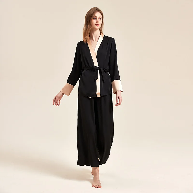 2023spring and Summerthin Ice Silk Women Pajama Sets Wide Leg Pants Night Wears for Women Elegant Women's Sleepwear Home Clothes