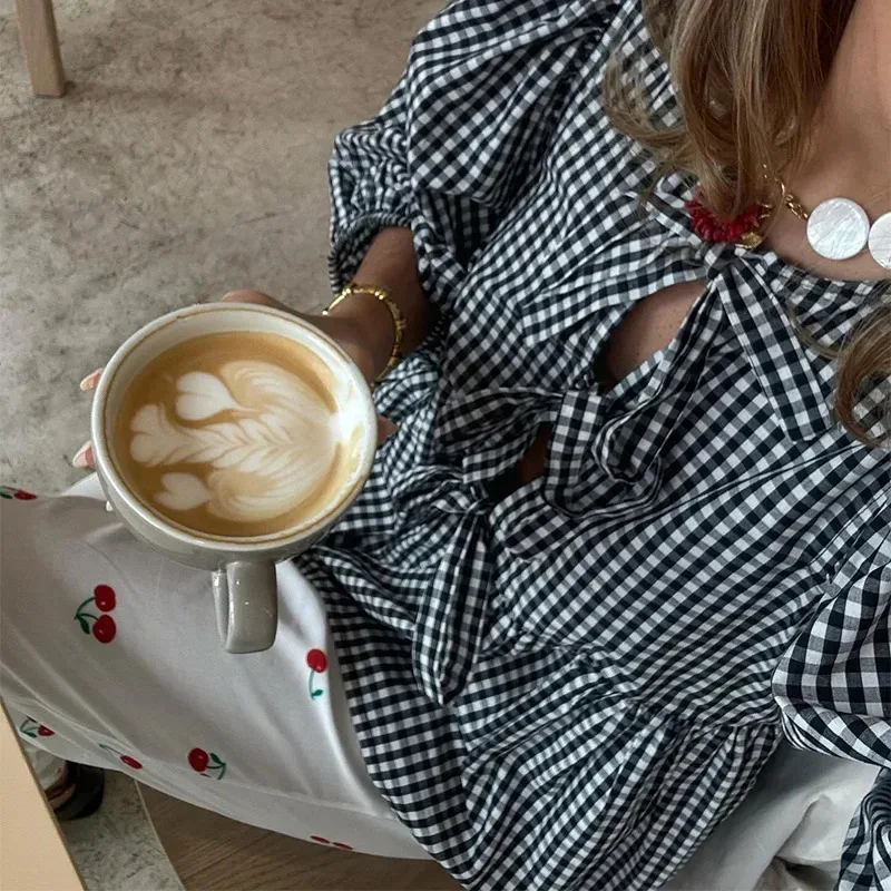 Женская блузка в полоску свободная рубашка с коротким рукавом и завязкой спереди