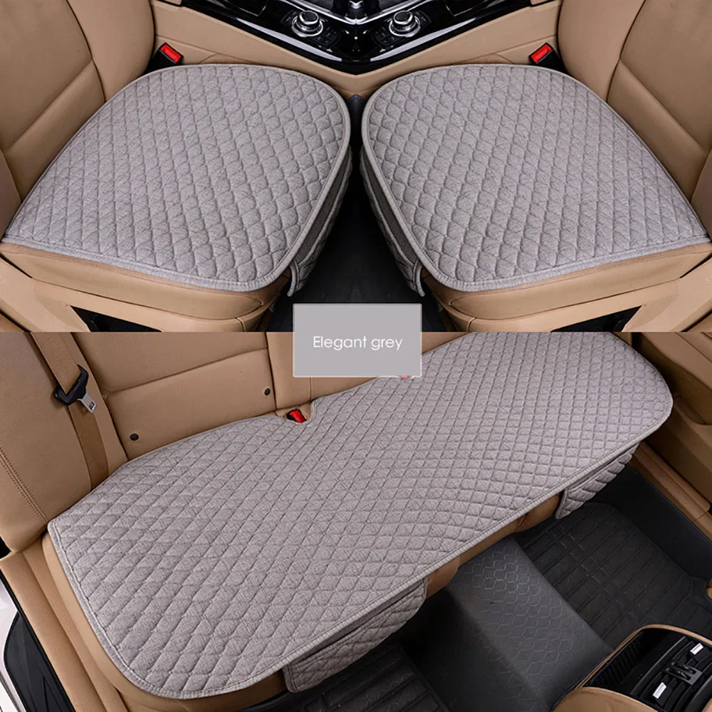 

Linen Fabric Front Rear Cushion Breathable Protector Mat Pad Four Seasons Universal Flax Car Seat Cover