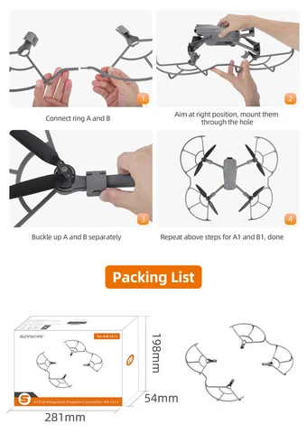 Встроенная защита пропеллера для DJI AIR 3S/AIR 3, реквизит, кольцо, защита для дрона, аксессуары для дронов, противоударные защитные кольца