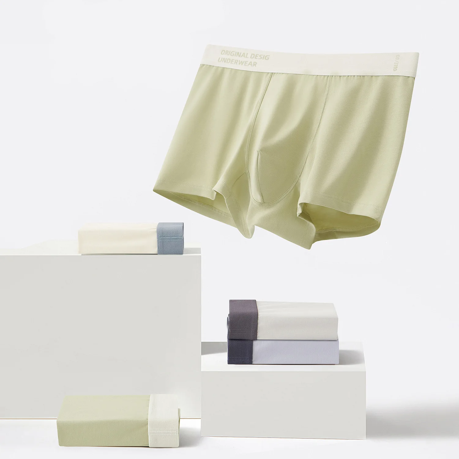 New Men's Inner modal Pants Simple Solid Breathable Mid rise Shorts 4PCS