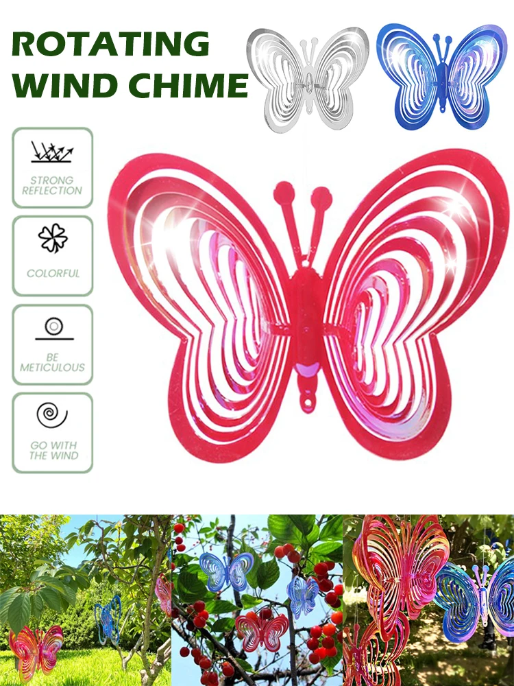 

Ветряной Спиннер-бабочка из АБС-пластика, вращающийся ветряной колокольчик-бабочка, отражающий садовый декор, подвесное украшение