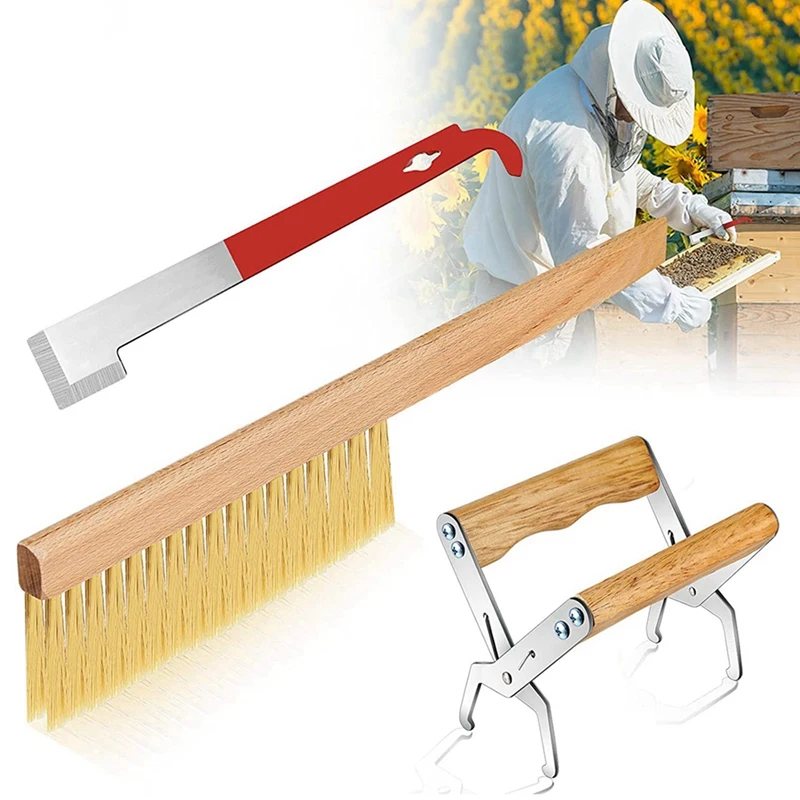

Инструмент для пчелиного улья, в комплект входит скребок для подъема рамы с J крюком, деревянная щетка для пчеловодства