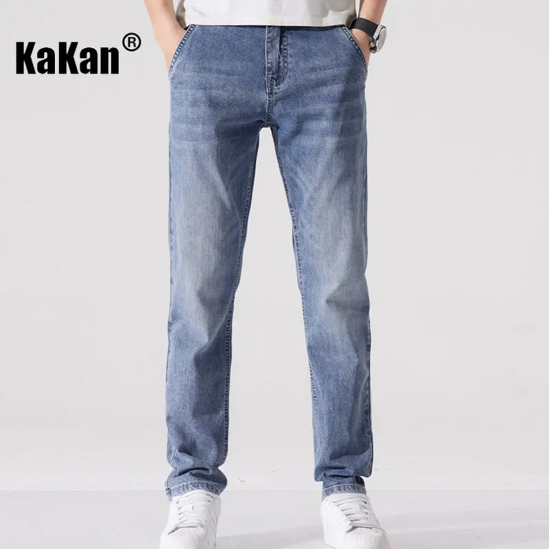 Kakan - European and American New Straight Tube High-end Trendy Jeans for Men, Korean Stretch Casual Long Jeans K42-1213