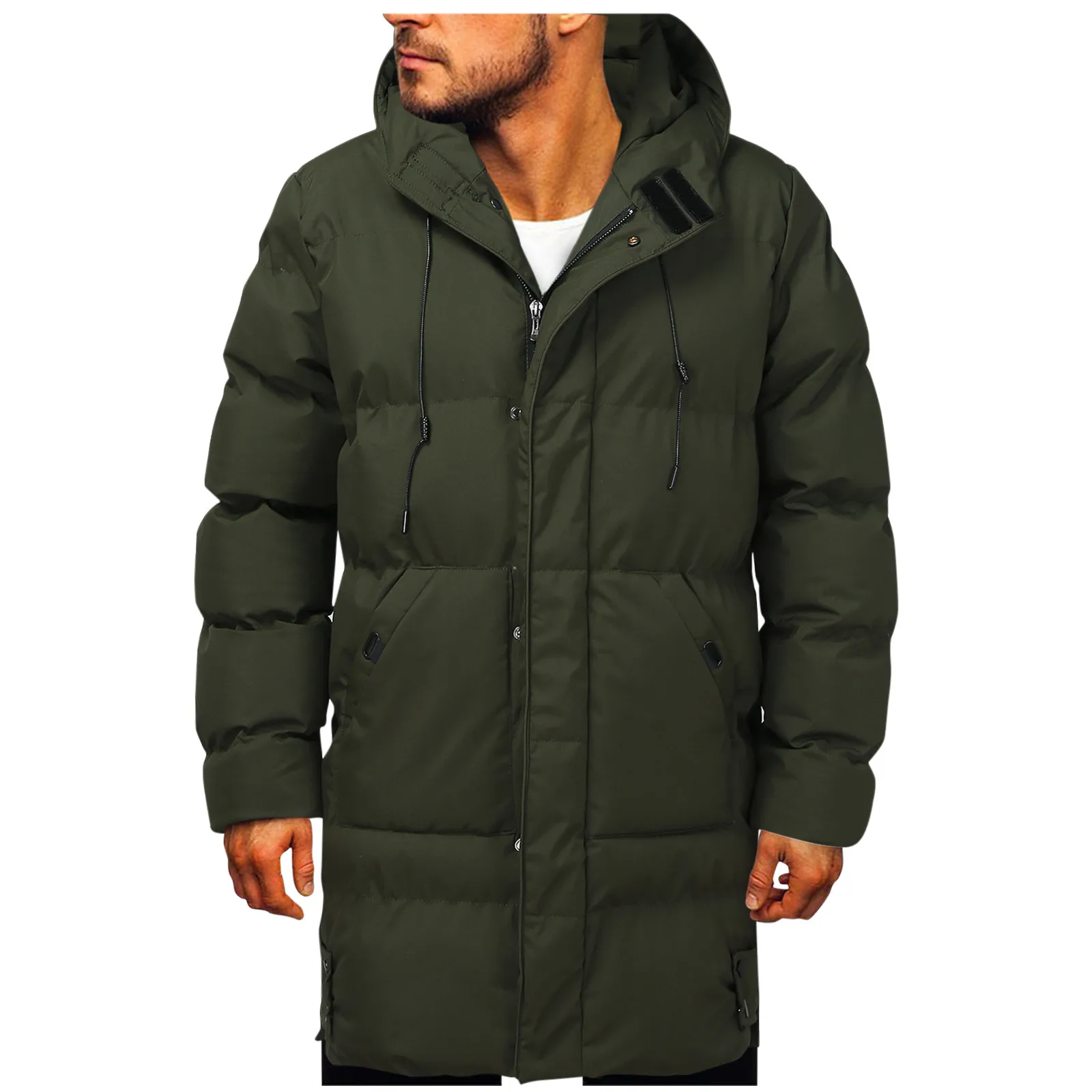 

Men's Winter Coat Jacket Casual Solid Zipper Pocket Long Sleeve Coats Hooded Parkas Warm Zipper Splicing Coat down jacket