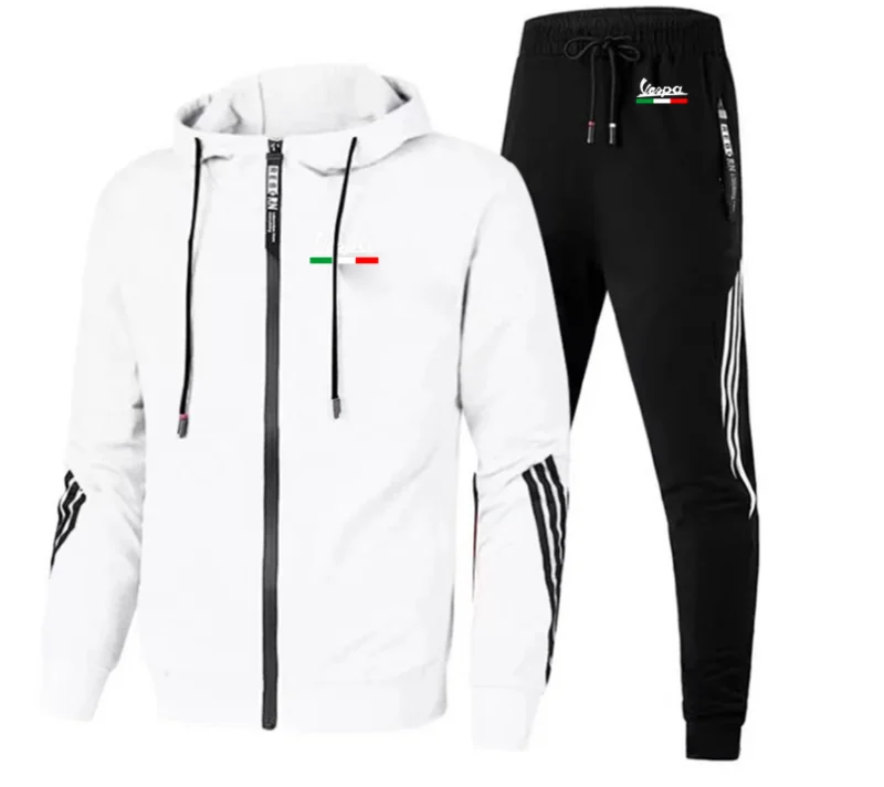 

2023 New Men's VESPA Car Logo Printing 2 Pieces Sets Tracksuit Spring and Autumn Hooded Sweatshirt+Pants Hoodie Sportwear Suit