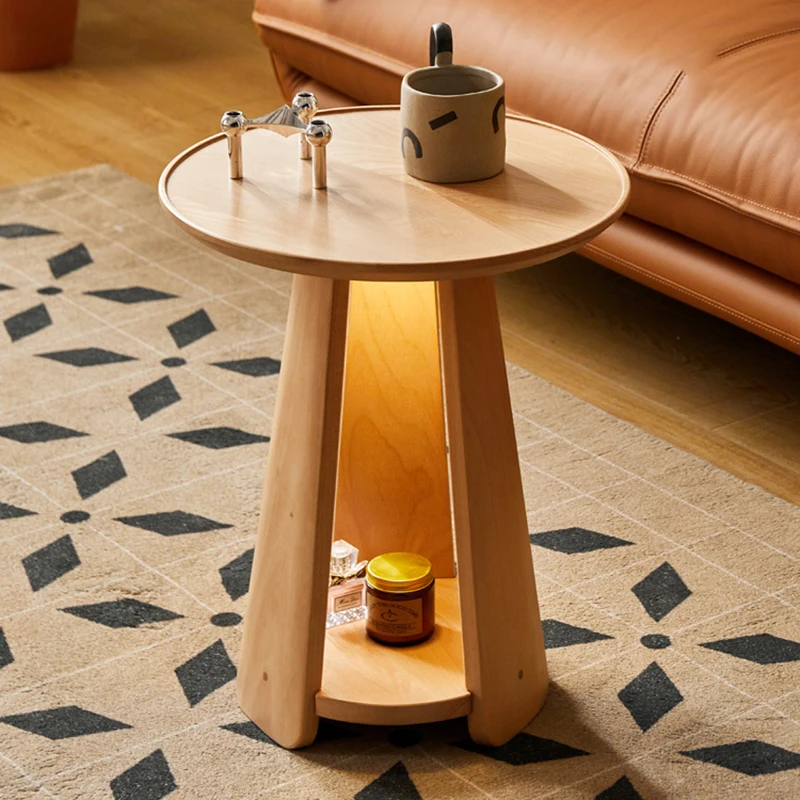 

Деревянный Маленький боковой столик для гостиной, Круглый Чайный декор в скандинавском стиле, лофт, Миниатюрный стол, диван, портативный Ба...