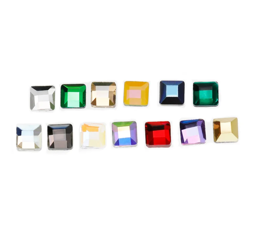 

100PCS 3mm Small Square- shaped Multicolor Crystal Sleek Rhinestone 3D Manicure Nail Art Decoration Charms Jewelry