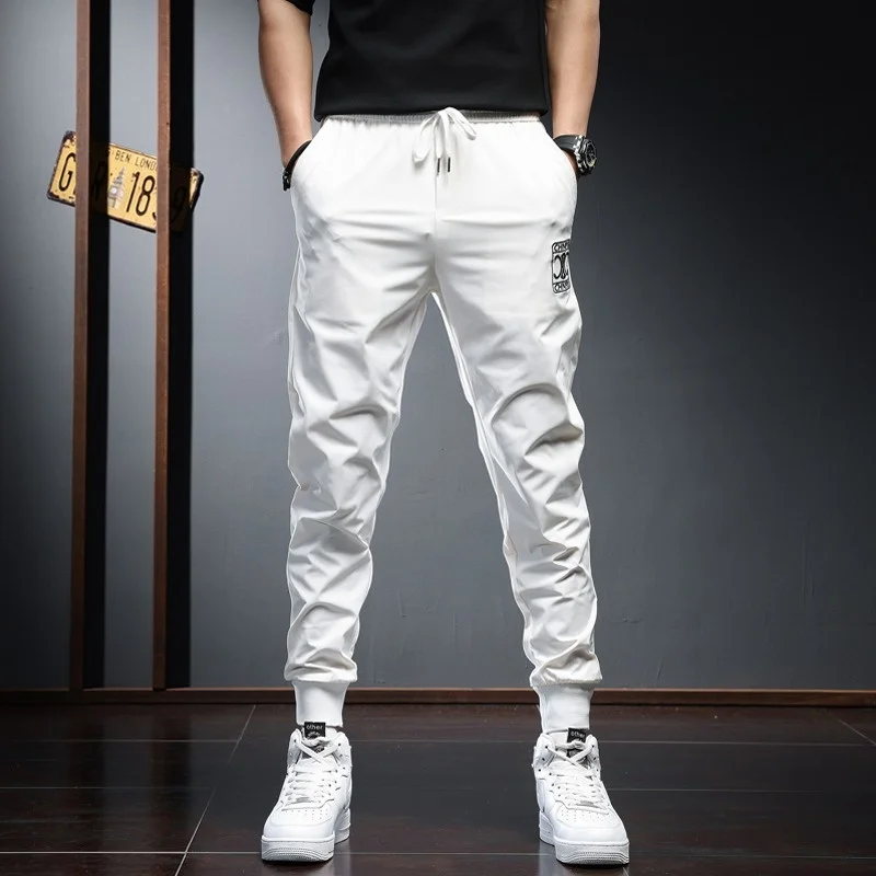 Joggers Fashion Men Sport Pants 2023 Summer Streetwear White Slim Fit Trousers
